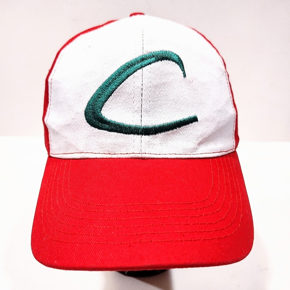 Vintage Pokemon Ash Ketchum Hat Red White Strapback Baseball Cap 2000s